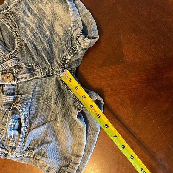 Hydraulic Womens Distressed Denim Shorts Size 1/2  Embroidered Back Pockets - Picture 7 of 8